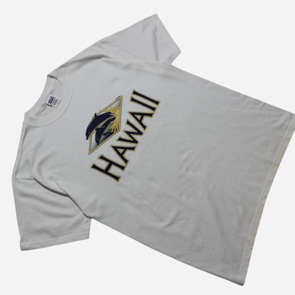 Mens Vintage 90s/00s Hawaii Nature Skater Streetwear White Oversized T-shirt